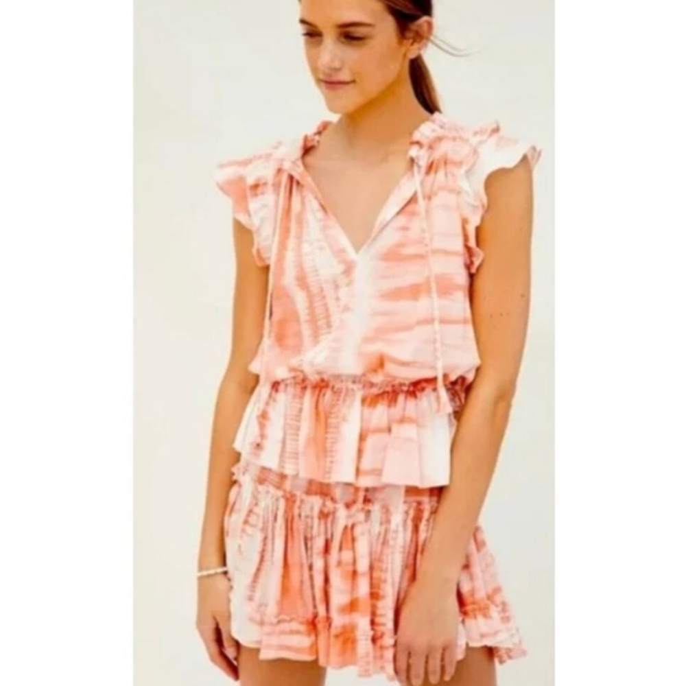 Misa Los Angeles Tie Dye Lillian Dress Coral Size XS